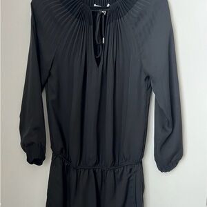Diane Von Furstenberg Mikino Black Long Sleeve Pleated Dress